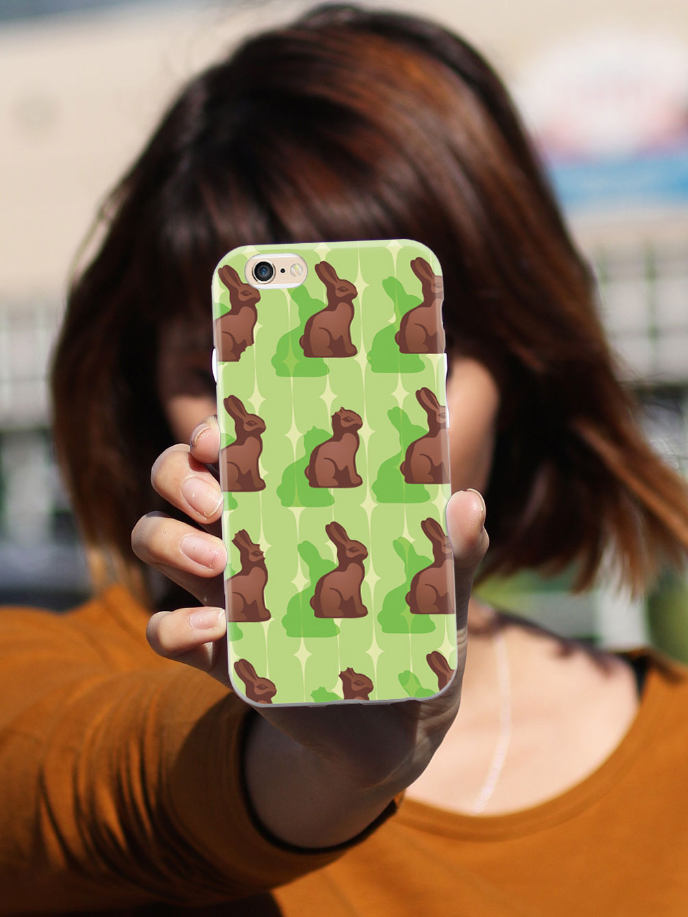 Green Chocolate Bunny - White Case