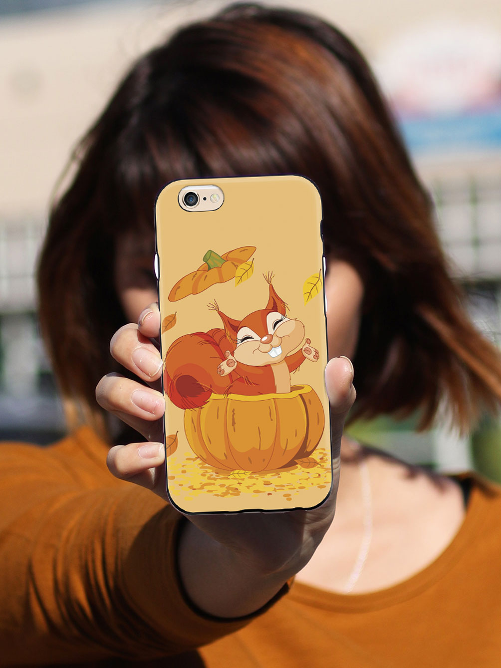 Pumpkin Squirrel - Black Case