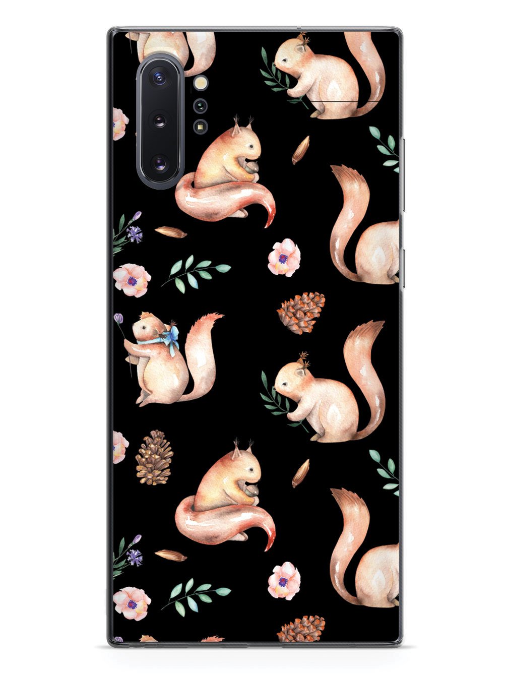 Squirrel Watercolor Pattern - Black Case