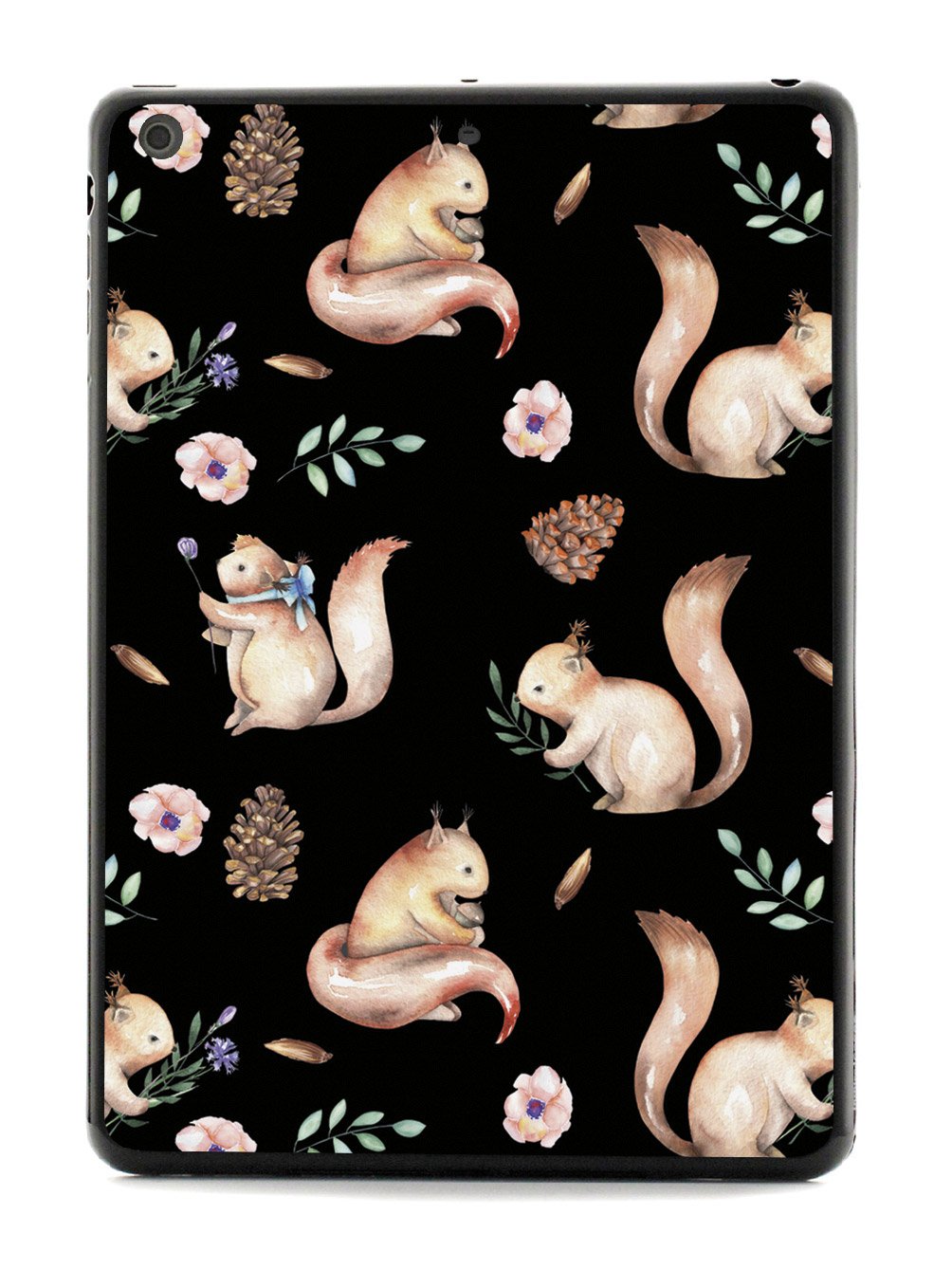 Squirrel Watercolor Pattern - Black Case