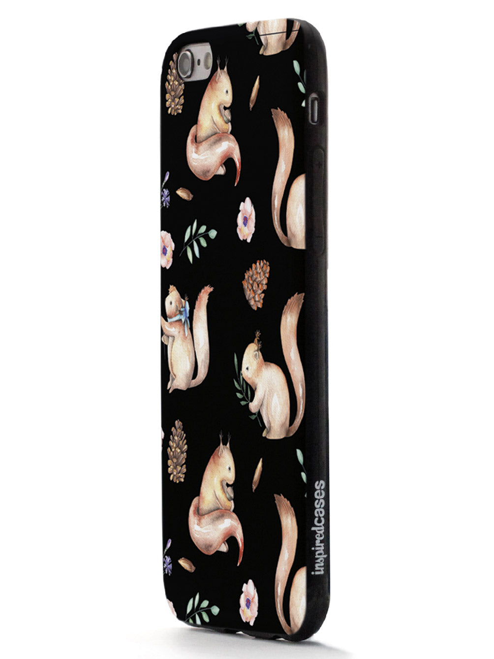 Squirrel Watercolor Pattern - Black Case