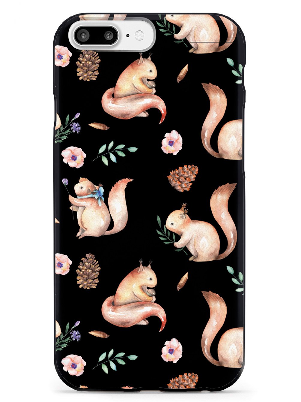 Squirrel Watercolor Pattern - Black Case