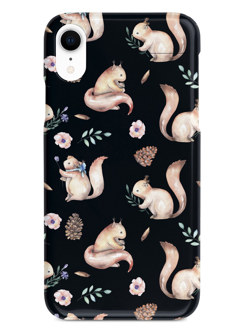 Squirrel Watercolor Pattern - Black Case