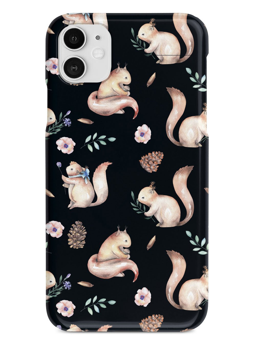 Squirrel Watercolor Pattern - Black Case