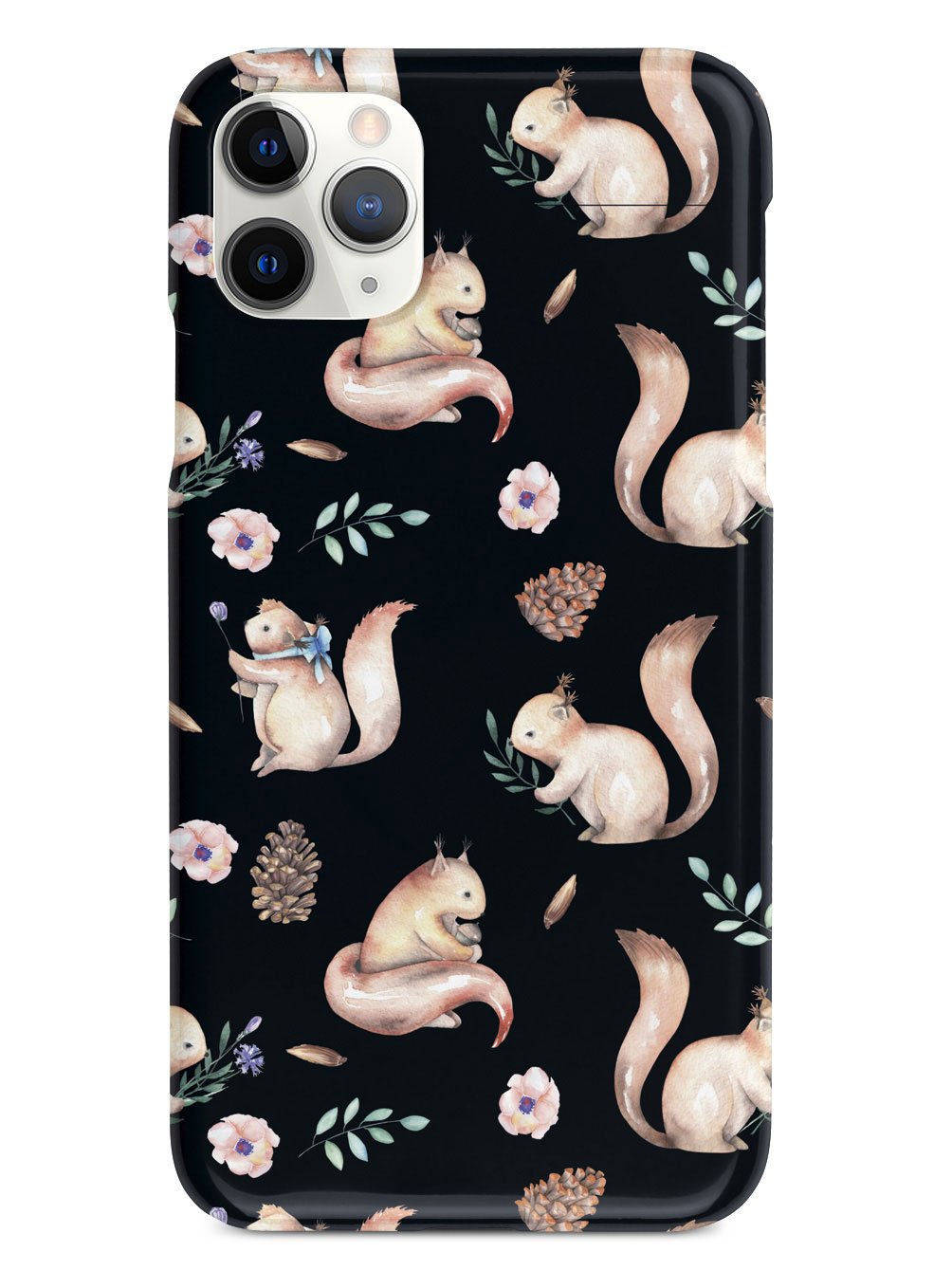 Squirrel Watercolor Pattern - Black Case