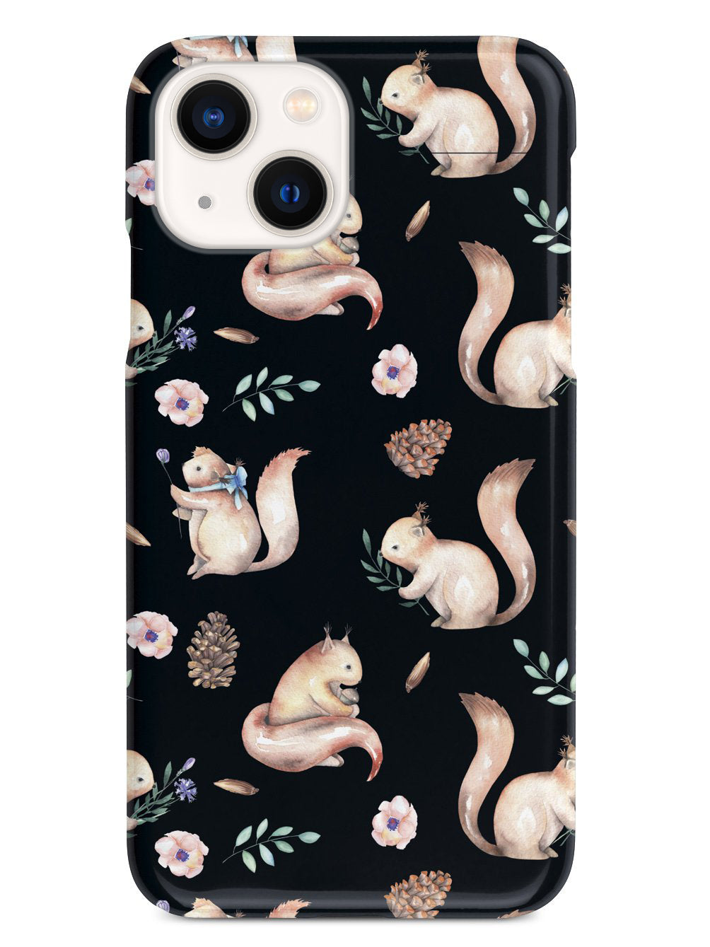 Squirrel Watercolor Pattern - Black Case