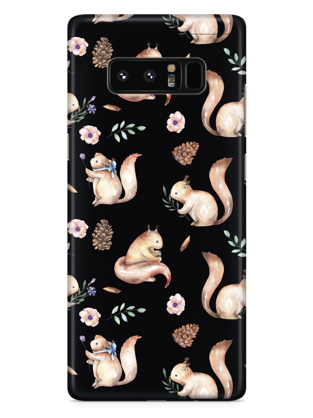 Squirrel Watercolor Pattern - Black Case