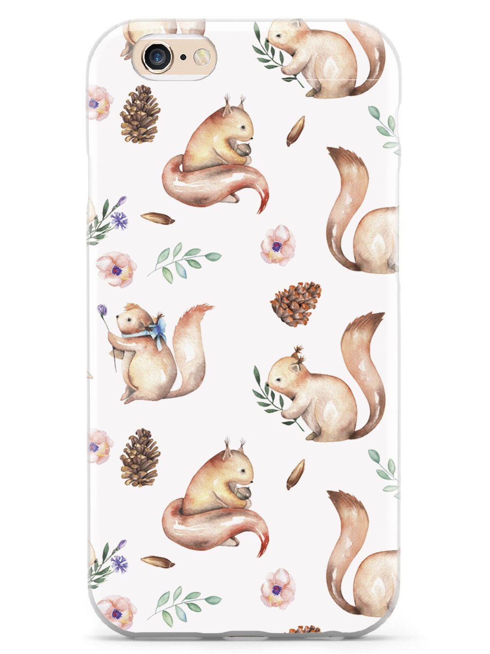 Squirrel Watercolor Pattern - White Case