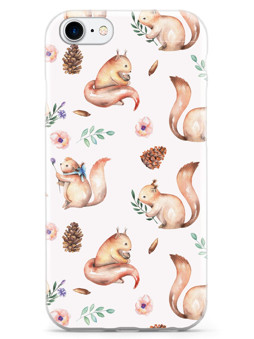 Squirrel Watercolor Pattern - White Case