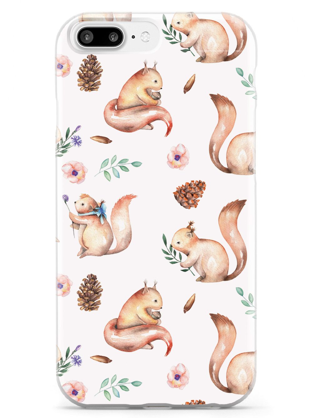 Squirrel Watercolor Pattern - White Case