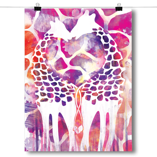 Giraffe Love Poster