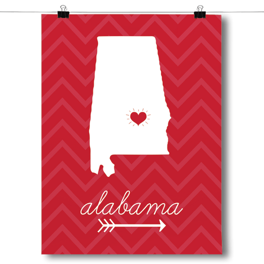 Alabama State Chevron Pattern Poster