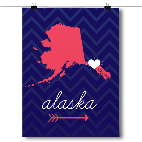 Alaska State Chevron Pattern Poster