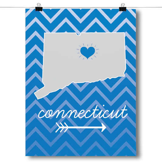 Connecticut State Chevron Pattern Poster