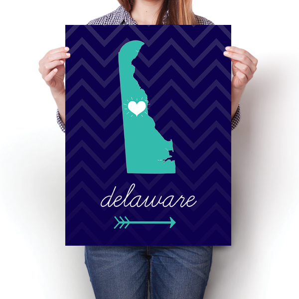 Delaware State Chevron Pattern Poster