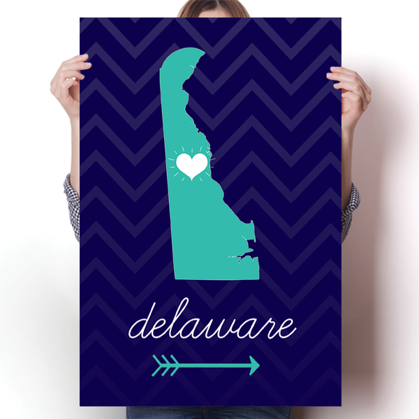 Delaware State Chevron Pattern Poster