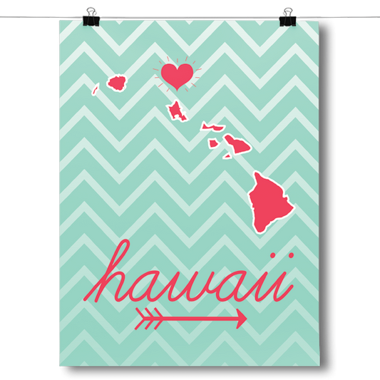 Hawaii State Chevron Pattern Poster