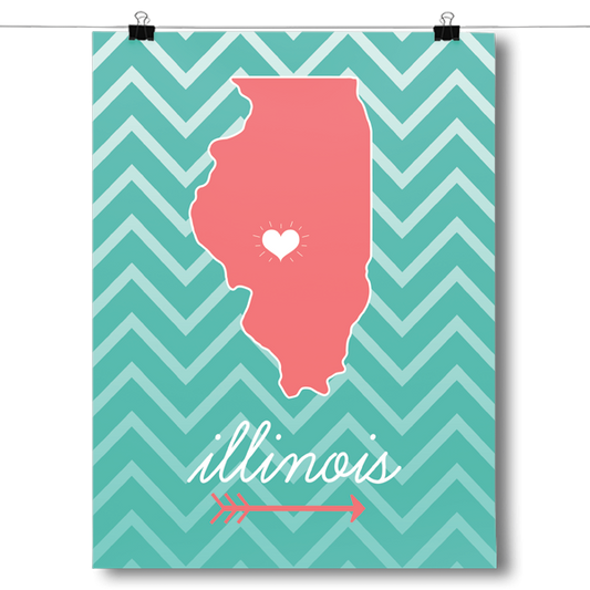 Illinois State Chevron Pattern Poster