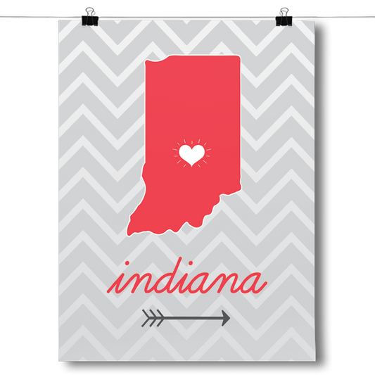 Indiana State Chevron Pattern Poster