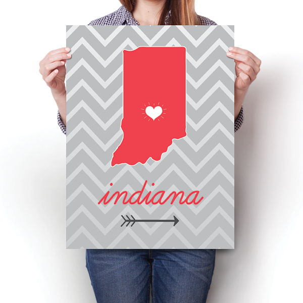 Indiana State Chevron Pattern Poster