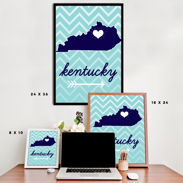 Kentucky State Chevron Pattern Poster