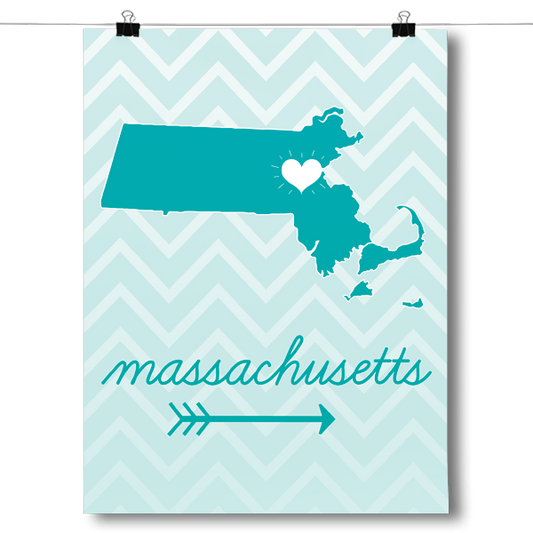 Massachusetts State Chevron Pattern Poster