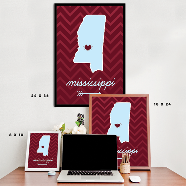 Mississippi State Chevron Pattern Poster