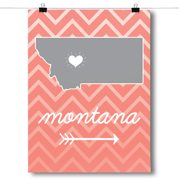 Montana State Chevron Pattern Poster