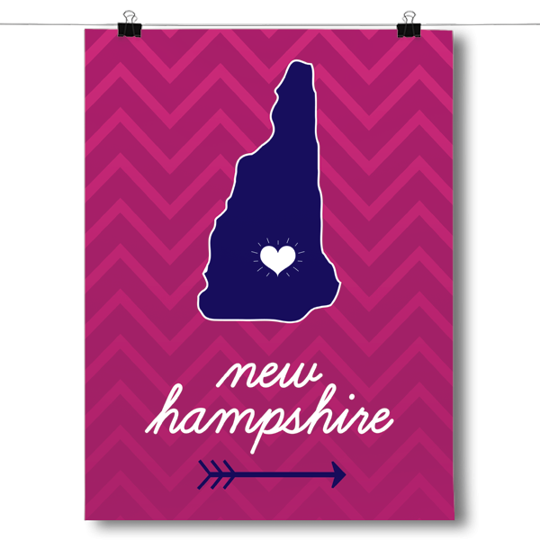 New Hampshire State Chevron Pattern Poster