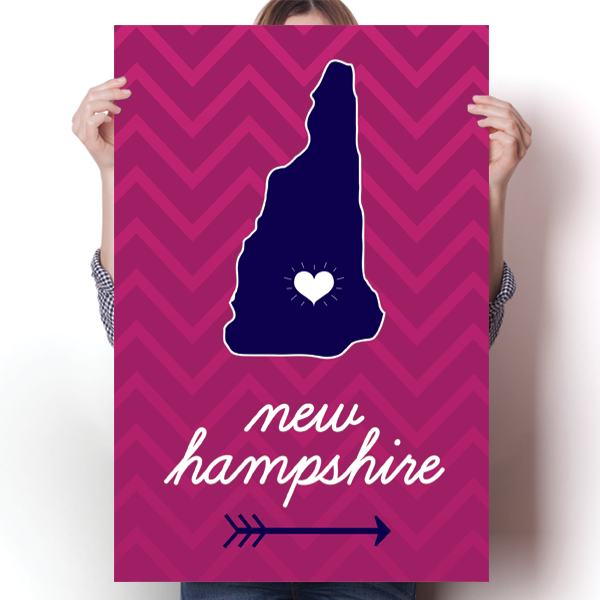 New Hampshire State Chevron Pattern Poster