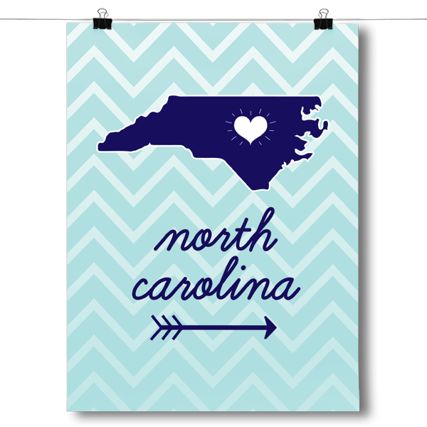 North Carolina State Chevron Pattern Poster