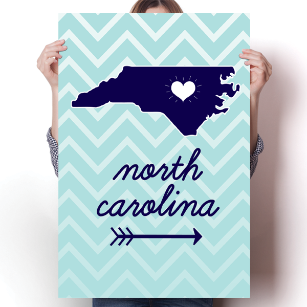 North Carolina State Chevron Pattern Poster