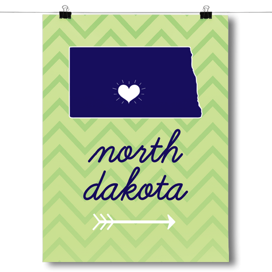 North Dakota State Chevron Pattern Poster