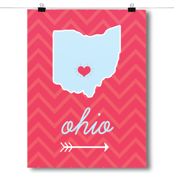 Ohio State Chevron Pattern Poster