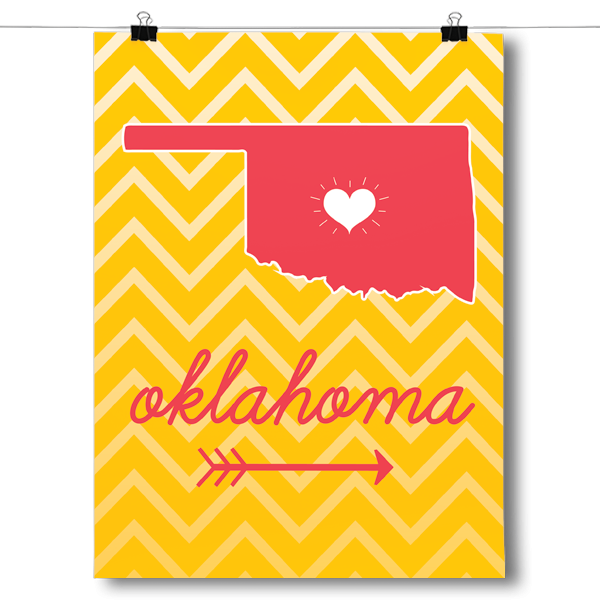 Oklahoma State Chevron Pattern Poster