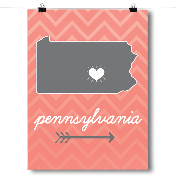 Pennsylvania State Chevron Pattern Poster