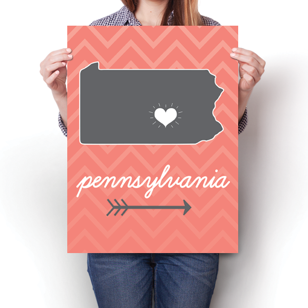 Pennsylvania State Chevron Pattern Poster