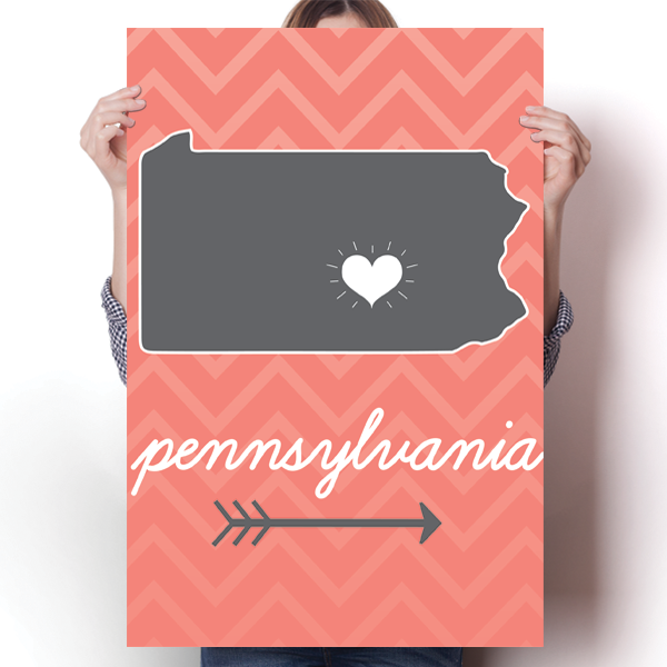 Pennsylvania State Chevron Pattern Poster