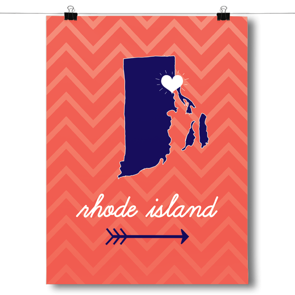 Rhode Island State Chevron Pattern Poster