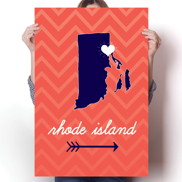 Rhode Island State Chevron Pattern Poster