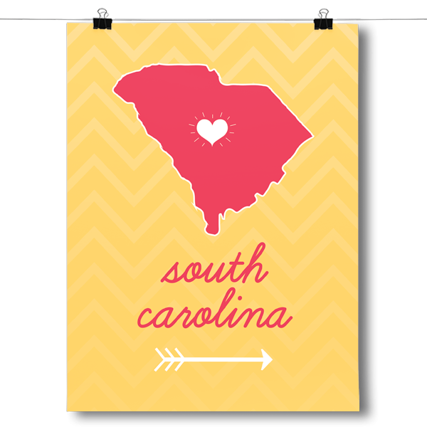 South Carolina State Chevron Pattern Poster