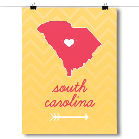 South Carolina State Chevron Pattern Poster