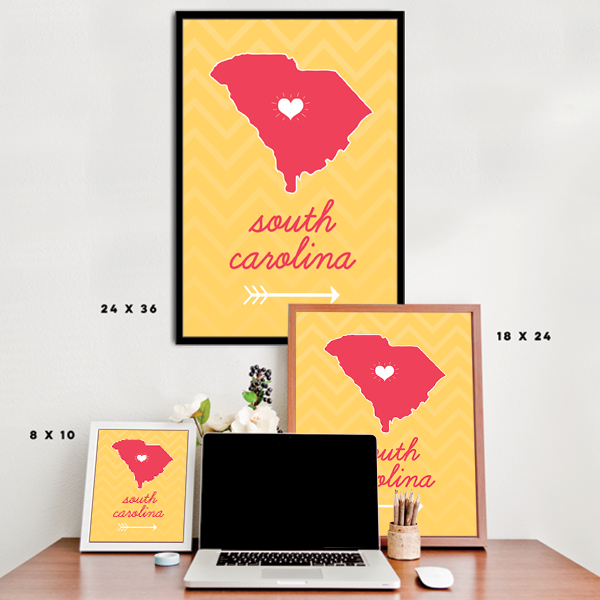 South Carolina State Chevron Pattern Poster