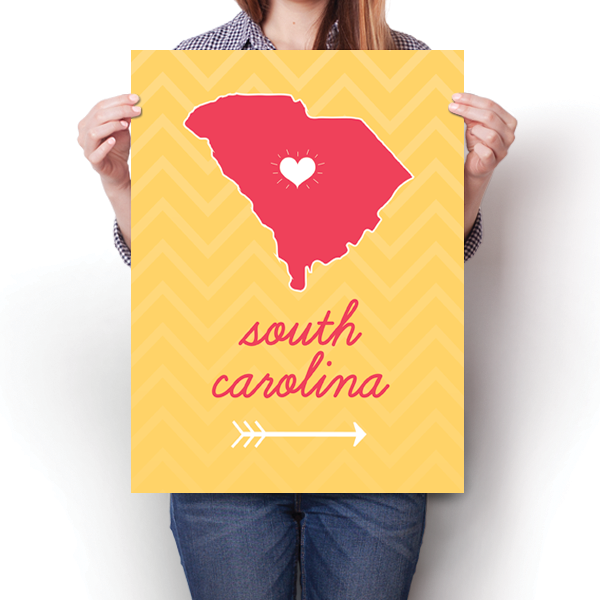 South Carolina State Chevron Pattern Poster