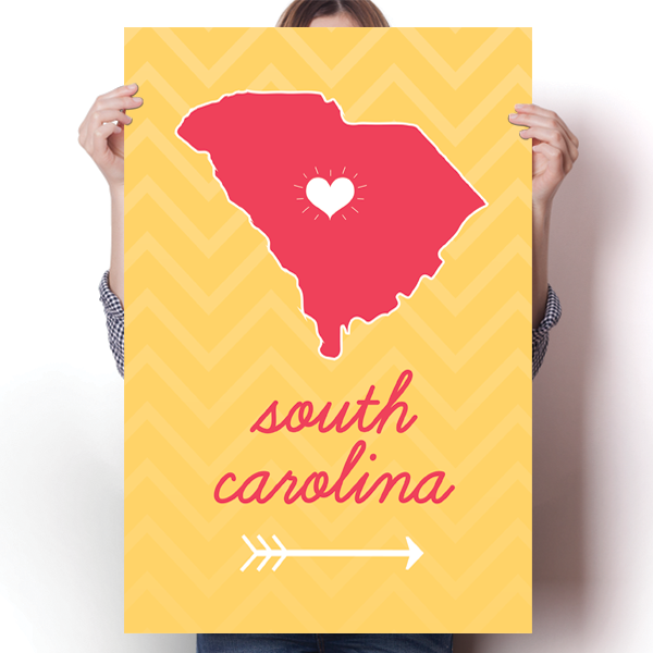 South Carolina State Chevron Pattern Poster