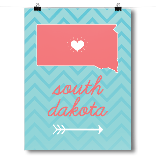 South Dakota State Chevron Pattern Poster