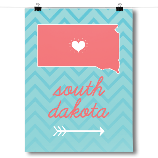 South Dakota State Chevron Pattern Poster