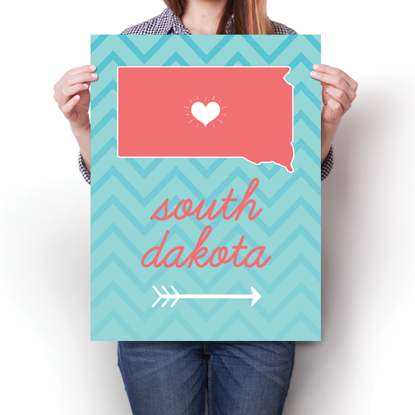 South Dakota State Chevron Pattern Poster