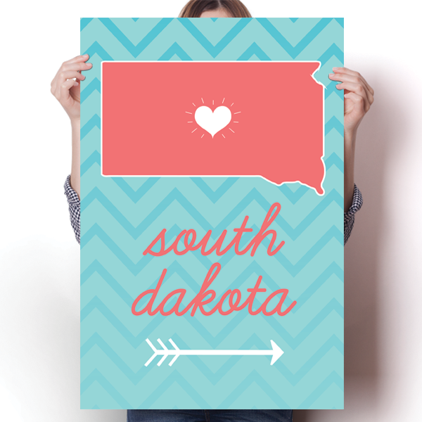 South Dakota State Chevron Pattern Poster