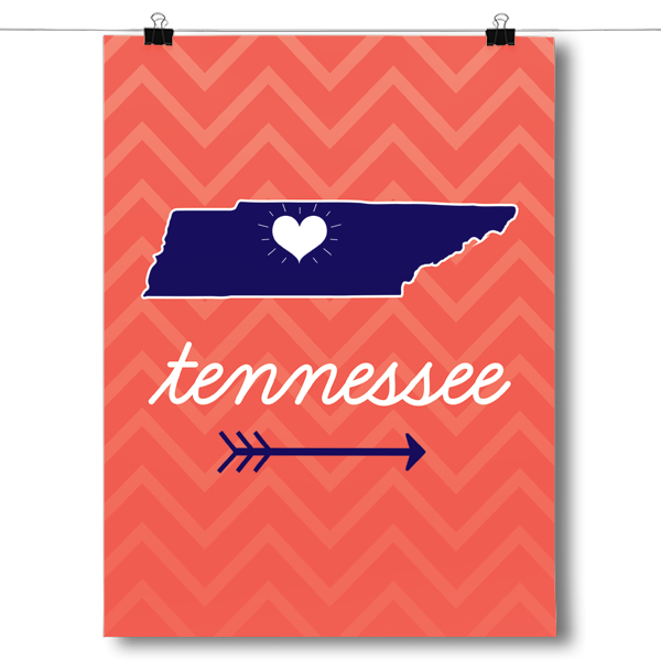 Tennessee State Chevron Pattern Poster